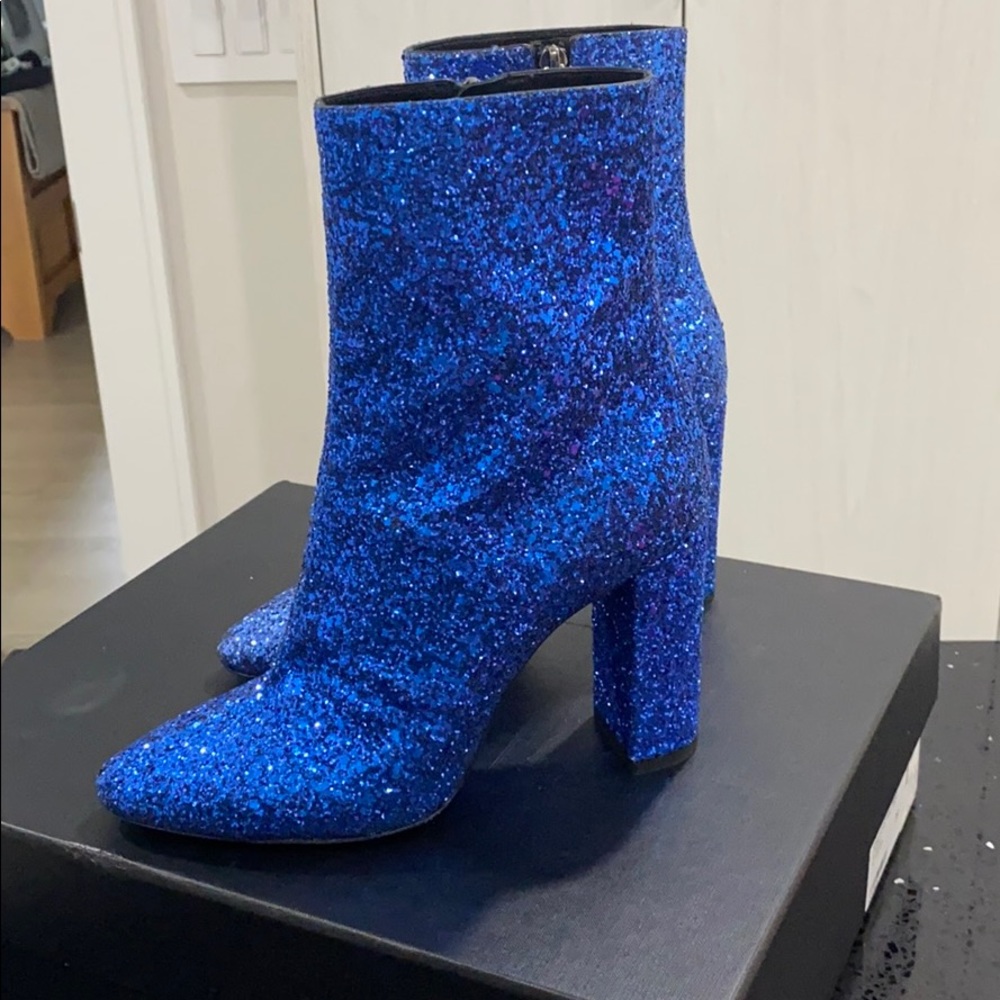NIB Blue Glitter Saint Laurent Boots